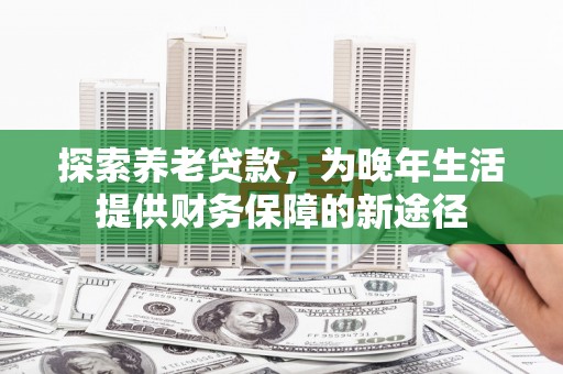 全国探索养老贷款，为晚年生活提供财务保障的新途径